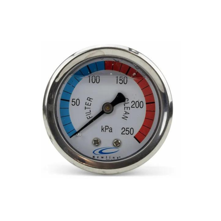 Stainless Steel Liquid Filled Pool Filter Pressure Gauge - Centre Back Mount